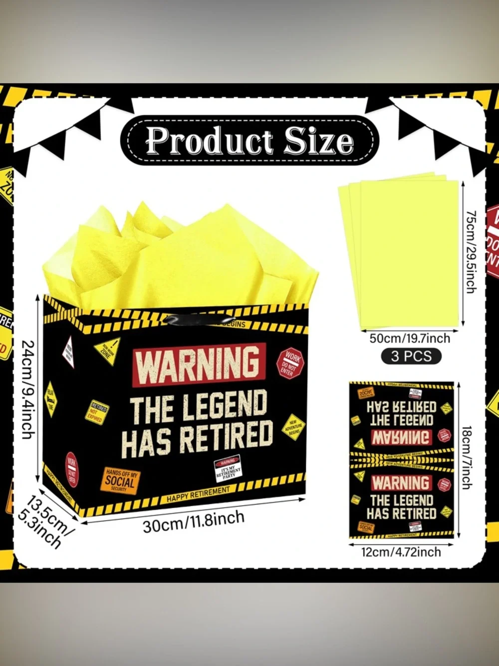 Happy Retirement Large Gift Bags with Tissue Paper and Card